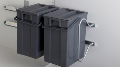 Affaldsspandesystem til højre / venstre med udtræk 2 x 10 liters spande m. låg